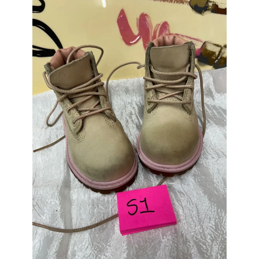 Timberland Toddler 6 Inch Premium Waterproof Boots Tan Pink A0330 Size 5T